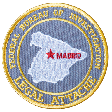 Abzeichen des FBI für die Rechtsvertretung in Madrid, Spanien.