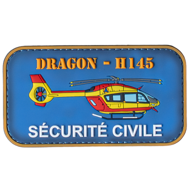 Helikopter Dragon H145 von der Zivilen Sicherheit, auf blauem Hintergrund.