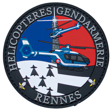 Abzeichen der Gendarmerie Rennes mit Hubschraubern und bretonischer Flagge.