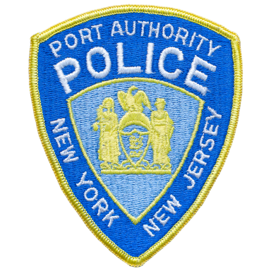 Wappen der Port Authority Police von New York und New Jersey in Blau und Gold.