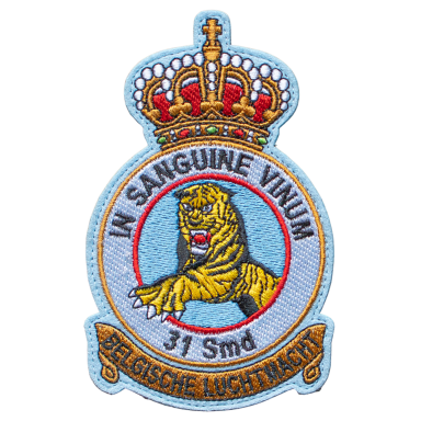 Wappen der 31. Flugstaffel mit einem Tiger und der Aufschrift "In Sanguine Vinum".